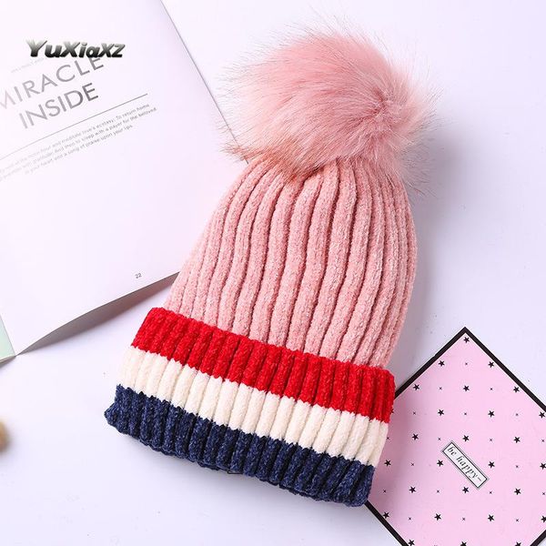 autumn and winter new outdoor warm knitted cuff hat color matching fake fur ball head hip-hop woolen womens hats, Blue;gray 
autumn and winter new outdoor warm knitted cuff hat color matching fake fur ball head hip-hop woolen womens hats, Blue;gray