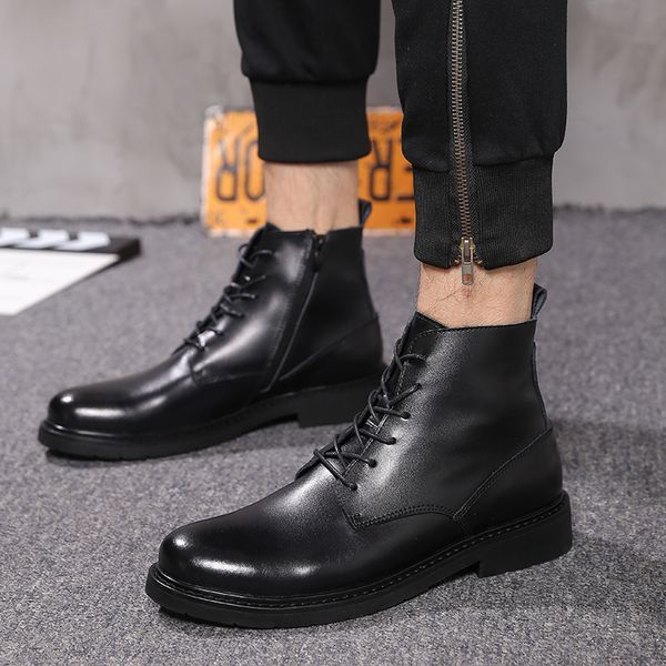 fashion british ankle black leather shoes lace boot platform short male zapatos hombre boots 4dps
fashion british ankle black leather shoes lace boot platform short male zapatos hombre boots 4dps