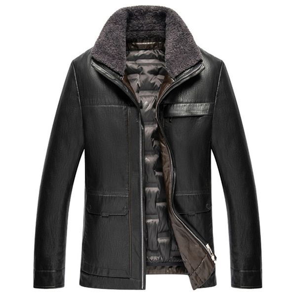 new wool lapel collar leather down jacket men's casual eco-leather coat winter fur jacket q1209, Black
new wool lapel collar leather down jacket men's casual eco-leather coat winter fur jacket q1209, Black