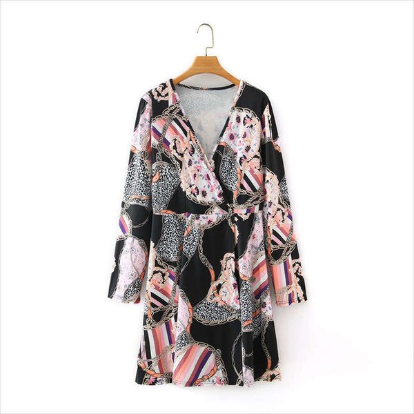 q4114 women's fashion 2020 summer new v-neck chain print pullover long sleeve dress, Black;gray
q4114 women's fashion 2020 summer new v-neck chain print pullover long sleeve dress, Black;gray