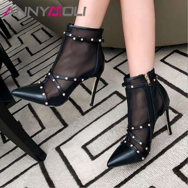 boots annymoli autumn ankle women natural genuine leather zipper thin heel short rivets super high shoes female 34-39, Black
boots annymoli autumn ankle women natural genuine leather zipper thin heel short rivets super high shoes female 34-39, Black