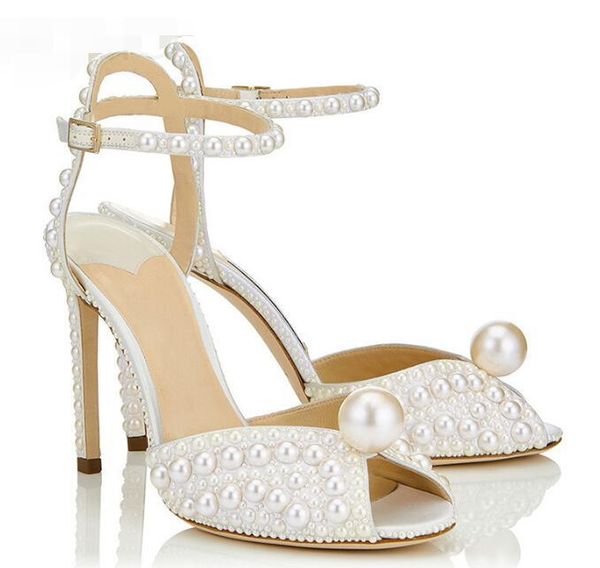 pure white pearl peep toe high heel wedding sandal large pearl white whole pearls peep toe high heel sandal wedding, Black