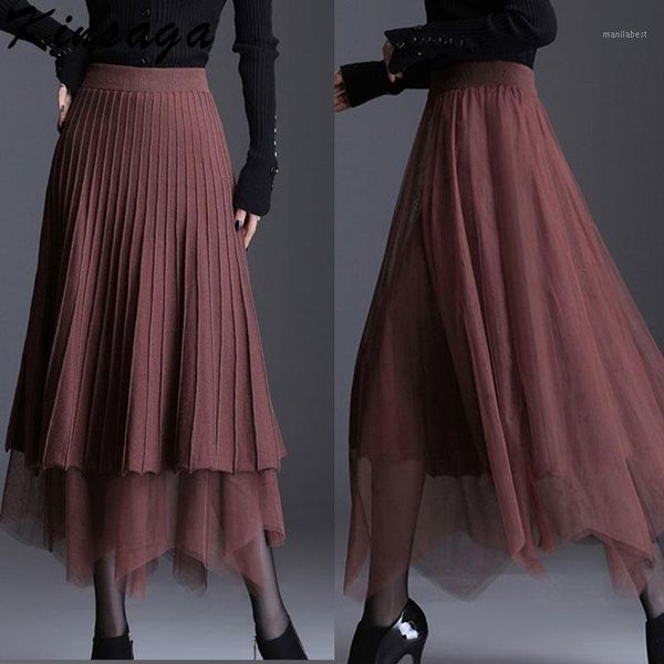 women reversible long pleated mesh knitted skirt autumn high waist maxi a-line skirts office lady warm elegant brown skirt1, Black
women reversible long pleated mesh knitted skirt autumn high waist maxi a-line skirts office lady warm elegant brown skirt1, Black