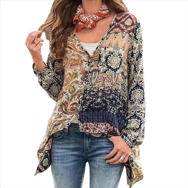 women floral print blouse thin summer boho shirt long sleeve v neck shirts 2020 casual ladies vintage femme blusas oversize, White
women floral print blouse thin summer boho shirt long sleeve v neck shirts 2020 casual ladies vintage femme blusas oversize, White