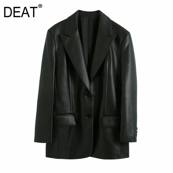 deat 2020 new autumn and winter notched full sleeves pu leather pocket wide big size female loose blazer fashion wn91201l, White;black
deat 2020 new autumn and winter notched full sleeves pu leather pocket wide big size female loose blazer fashion wn91201l, White;black