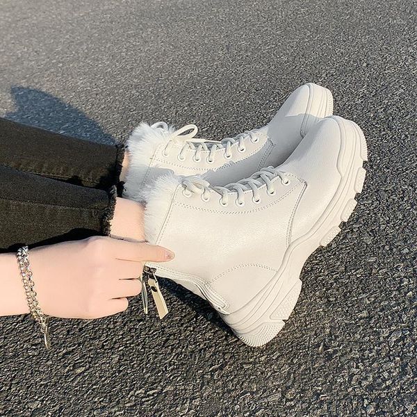 2020 autumn winter new rear zipper short boots leather lace up boots thick-soled snow plus velvet women1, Black
2020 autumn winter new rear zipper short boots leather lace up boots thick-soled snow plus velvet women1, Black