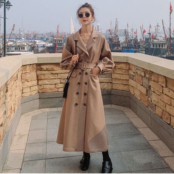 2021 new female jacket dressed in spring style new korean suit long sleeve double breasted fashion jacket15x f2tx, Black;brown