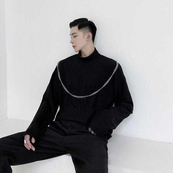 spring autumn korean style chain design fashion streetwear high neck cotton shirt t-shirt men's white black loose shirt tees1
spring autumn korean style chain design fashion streetwear high neck cotton shirt t-shirt men's white black loose shirt tees1