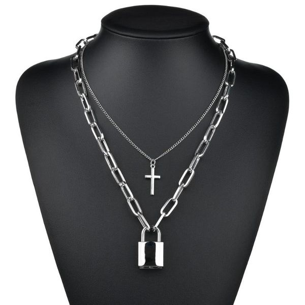 pendant necklaces punk rock double layer silver color cross chain square lock metal padlock chains cool necklace for women gifts
pendant necklaces punk rock double layer silver color cross chain square lock metal padlock chains cool necklace for women gifts