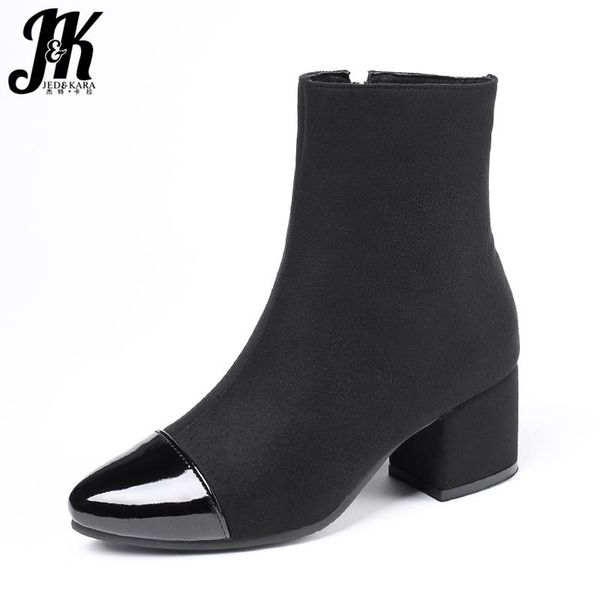 boots jk high heels women ankle booties ladies flock shoes female pointed toe stitching winter big size 45, Black
boots jk high heels women ankle booties ladies flock shoes female pointed toe stitching winter big size 45, Black