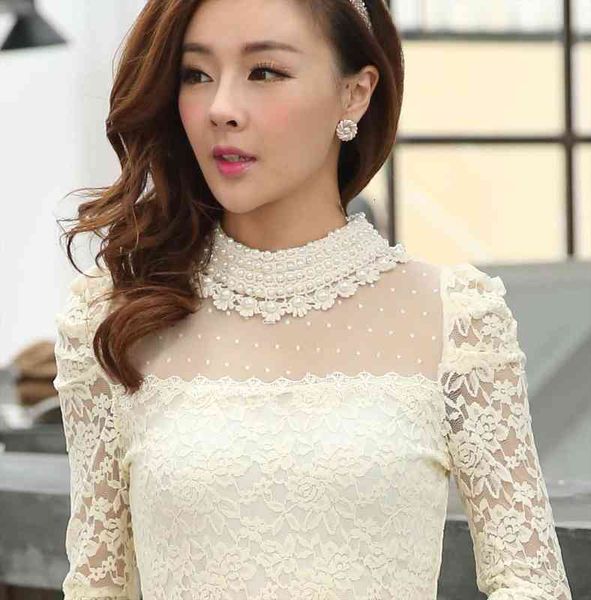 women embroidery gauze blouse feminine nails beads pearl collar lady long puff sleeves bottom shirt plus size 3xl, White
women embroidery gauze blouse feminine nails beads pearl collar lady long puff sleeves bottom shirt plus size 3xl, White