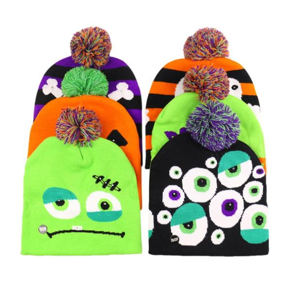 halloween fashion led knitted hat fashion halloween caps light-up beanies outdoor ski cap party hats wb870