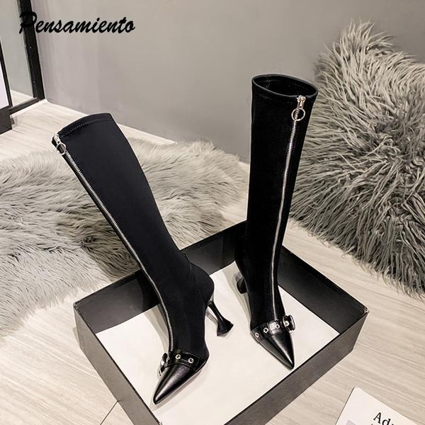 boots 2021 women fashion black stretch zip knee-high autumn winter warm high heels leather buckle long shoes
boots 2021 women fashion black stretch zip knee-high autumn winter warm high heels leather buckle long shoes