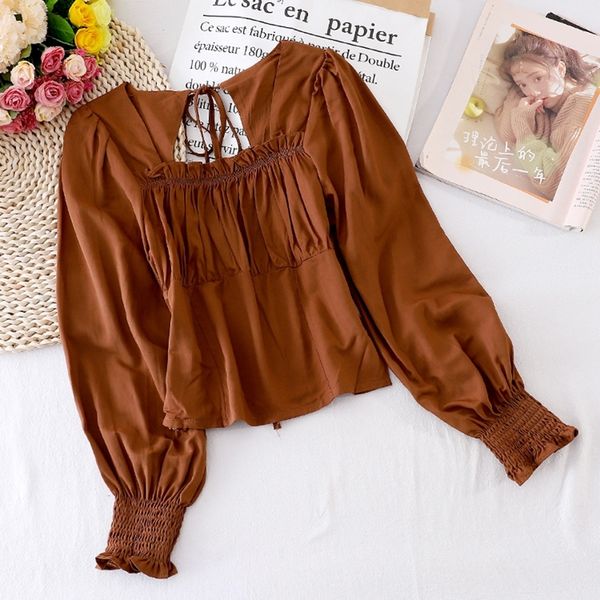 spring autumn women's blouses korean square collar solid color retro hollow new backless long sleeve shirt ll835 201028, White
spring autumn women's blouses korean square collar solid color retro hollow new backless long sleeve shirt ll835 201028, White