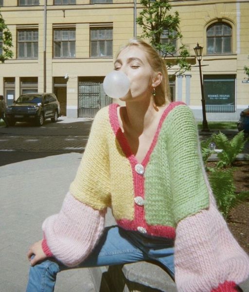 women's knits & tees eliasha sweet chic sweater cardigan contrast colors patchwork handmade cropped sweaters women fashion button-up kn, White
women's knits & tees eliasha sweet chic sweater cardigan contrast colors patchwork handmade cropped sweaters women fashion button-up kn, White
