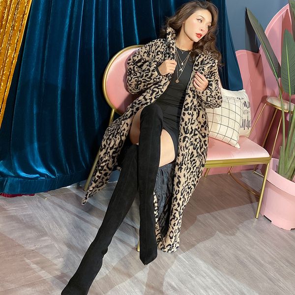 2021 new leopard winter imitation warm lamb teddy bear high street jacket long women's clothing yk02, Black
2021 new leopard winter imitation warm lamb teddy bear high street jacket long women's clothing yk02, Black