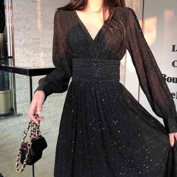 dress women solid elegant autumn sequin party midi dress female casual chiffon slim korean autumn womens clothing, Black;gray
dress women solid elegant autumn sequin party midi dress female casual chiffon slim korean autumn womens clothing, Black;gray
