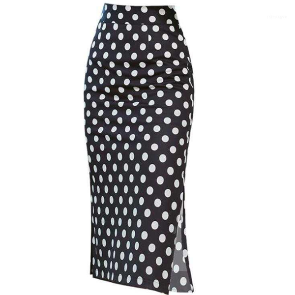 2020 spring polka dot printed skirt women high waist package hip elastic split knee length skirt plus size1, Black
2020 spring polka dot printed skirt women high waist package hip elastic split knee length skirt plus size1, Black