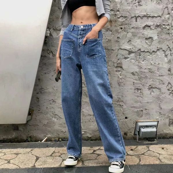 fan jeans women's new fall 2020 front pocket high waist loose leg straight tube long mopping pants fashion, Blue
fan jeans women's new fall 2020 front pocket high waist loose leg straight tube long mopping pants fashion, Blue