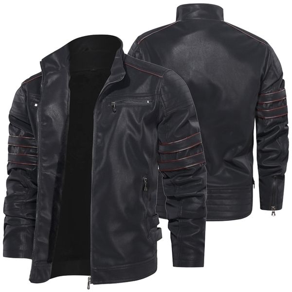 new men's pu leather jacket plus velvet warm zipper coat male windproof motorcycle jacket coats man leather biker outwear 201223, Black
new men's pu leather jacket plus velvet warm zipper coat male windproof motorcycle jacket coats man leather biker outwear 201223, Black