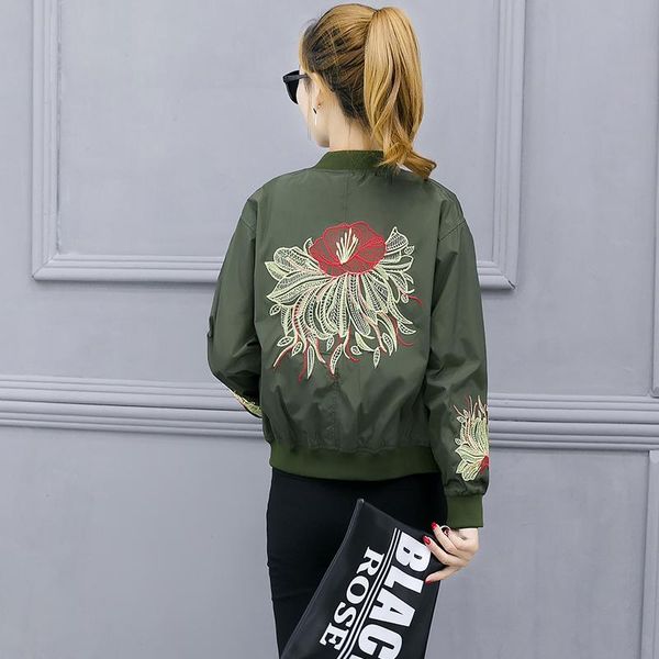 new bomber jacket women slim embroidery chaqueta mujer women basic coats 7ct014, Black;brown
new bomber jacket women slim embroidery chaqueta mujer women basic coats 7ct014, Black;brown