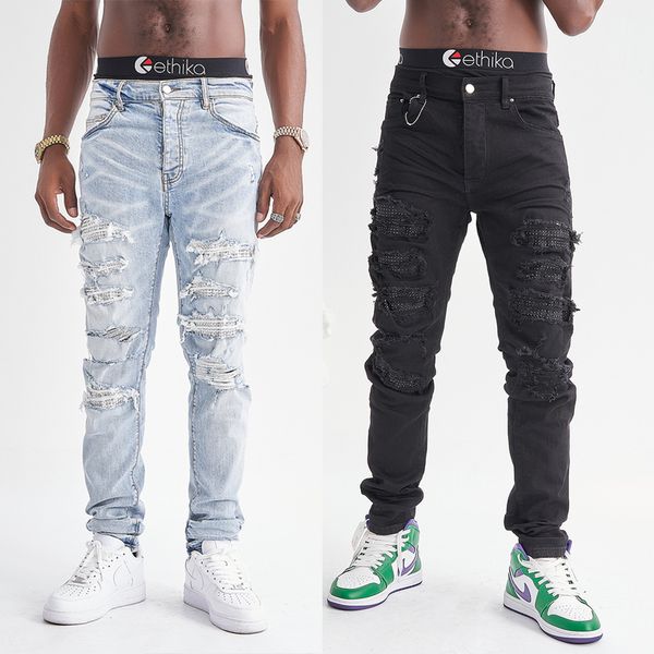 2021 mens jeans high street brand dirty yellow mud wash water hole patch slim fit, Blue
2021 mens jeans high street brand dirty yellow mud wash water hole patch slim fit, Blue
