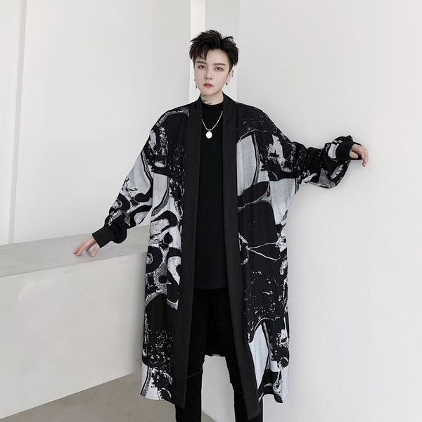 men vintage print loose cardigan trench coat outerwear male harajuku streetwear long kimono coat windbreaker overcoat, Tan;black
men vintage print loose cardigan trench coat outerwear male harajuku streetwear long kimono coat windbreaker overcoat, Tan;black