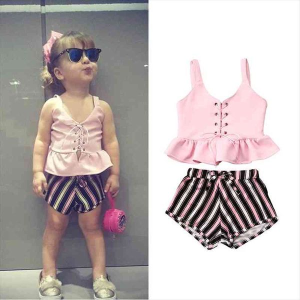 fashion 2pcs toddler kid baby girl clothing set summer sleeveless ruffle pink t-shirt stripe shorts outfits set, White
fashion 2pcs toddler kid baby girl clothing set summer sleeveless ruffle pink t-shirt stripe shorts outfits set, White