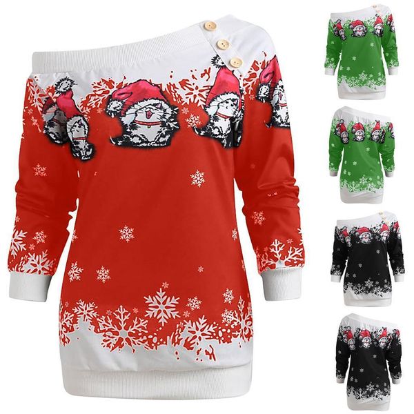 women christmas sweater women cold shoulder cat hat print long sleeves pullover sweater cowl neck jersey mujer sweater pink sweter, White;black
women christmas sweater women cold shoulder cat hat print long sleeves pullover sweater cowl neck jersey mujer sweater pink sweter, White;black