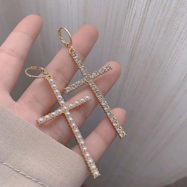 origin summer hyperbole rhinestone pearl cross dangle earrings for women fashion asymmetric earrings party accessories hot, Silver
origin summer hyperbole rhinestone pearl cross dangle earrings for women fashion asymmetric earrings party accessories hot, Silver