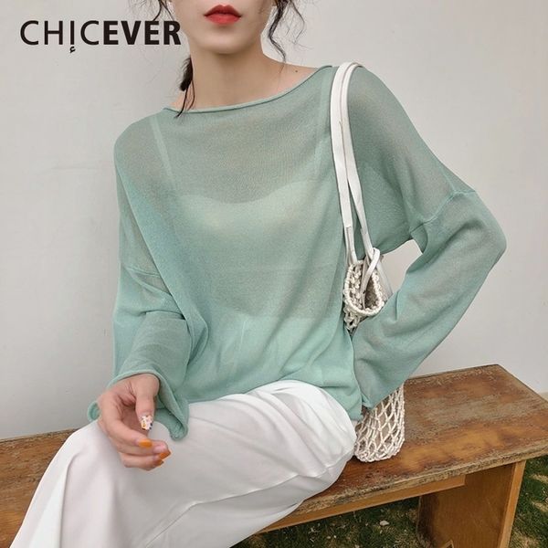 

chicever white korean perspective women's t shirts o neck long sleeve loose female shirt summer fashion new clothing 201028