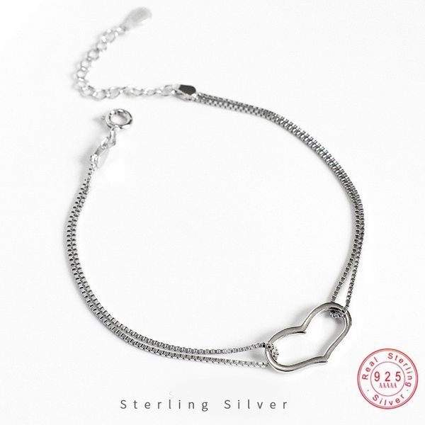 925 sterling silver korean version abstract heart chain double layer bracelet women simple fashion student jewelry accessories q1201, Black
925 sterling silver korean version abstract heart chain double layer bracelet women simple fashion student jewelry accessories q1201, Black