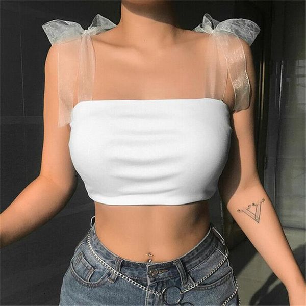 women t shirt summer bandage vest boob tube crop bralet camis sheer mesh t shirt sleeveless tank woman clothes casual, White
women t shirt summer bandage vest boob tube crop bralet camis sheer mesh t shirt sleeveless tank woman clothes casual, White