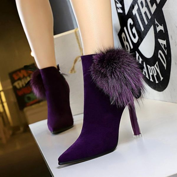 2020 women elegant 10.5cm super high heels pumps pointed toe ankle boots nightclub fashion boots purple fur heels shoes1, Black
2020 women elegant 10.5cm super high heels pumps pointed toe ankle boots nightclub fashion boots purple fur heels shoes1, Black