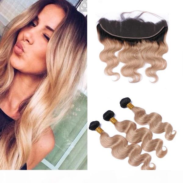 no shedding no tangle 1b 27 dark root ombre body wave virgin human hair bundles with lace frontal closure 100% unprocessed ing, Black
no shedding no tangle 1b 27 dark root ombre body wave virgin human hair bundles with lace frontal closure 100% unprocessed ing, Black