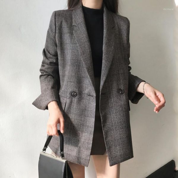 2020 autumn retro commute double-breasted loose casual plaid suit women's korean suit jacket women blazers and jackets1, White;black
2020 autumn retro commute double-breasted loose casual plaid suit women's korean suit jacket women blazers and jackets1, White;black