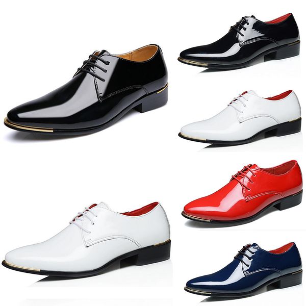 pointed toes british men's business casual leather shoes korean version of patent leather men's lace-up large size dress shoes, Black
pointed toes british men's business casual leather shoes korean version of patent leather men's lace-up large size dress shoes, Black
