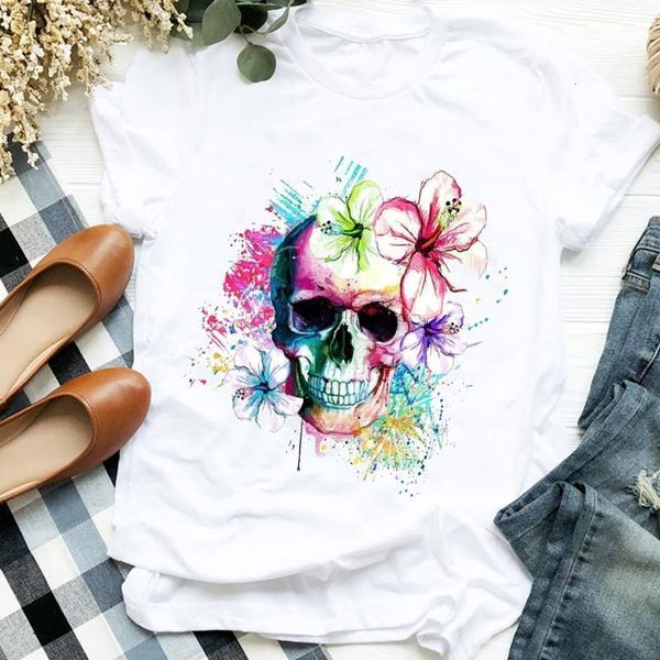 women lady scary watercolor cute skull fall autumn halloween print tshirt female t tee womens shirt clothes graphic t-shirt, White
women lady scary watercolor cute skull fall autumn halloween print tshirt female t tee womens shirt clothes graphic t-shirt, White