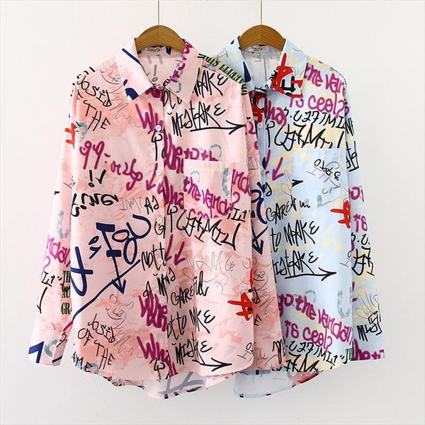 6colors graffiti letter printing women blouses fashion blouse streetwear turn down collar long sleeve loose shirt blusas mujer, White
6colors graffiti letter printing women blouses fashion blouse streetwear turn down collar long sleeve loose shirt blusas mujer, White