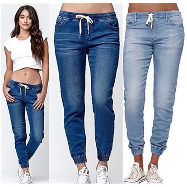 selling women's jeans with elastic waist rubber band and small foot mouth 8111, Blue
selling women's jeans with elastic waist rubber band and small foot mouth 8111, Blue