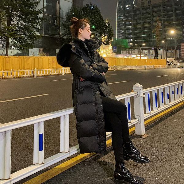 women's down & parkas high end thickened white jacket for women in 2021 winter slim waist large fur collar mid length over knee coat, Black
women's down & parkas high end thickened white jacket for women in 2021 winter slim waist large fur collar mid length over knee coat, Black