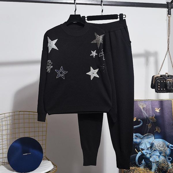 autumn winter new sweater set women sequins tassels star loose long sleeve knit sweater + casual pants two piece set women tide1, Gray
autumn winter new sweater set women sequins tassels star loose long sleeve knit sweater + casual pants two piece set women tide1, Gray
