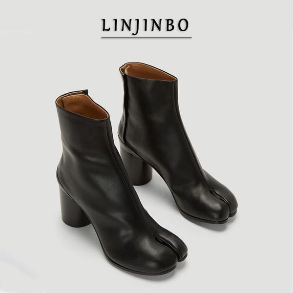 boots split toes high heel women genuine leather chunky heels ankle for street style brand design shoes 2021, Black
boots split toes high heel women genuine leather chunky heels ankle for street style brand design shoes 2021, Black