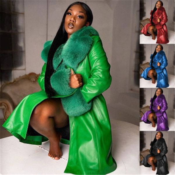 women wool blends coat fashion trend splicing pu leather long sleeve mid-length outerwear female winter solid color lapel loose casual coats, Black
women wool blends coat fashion trend splicing pu leather long sleeve mid-length outerwear female winter solid color lapel loose casual coats, Black