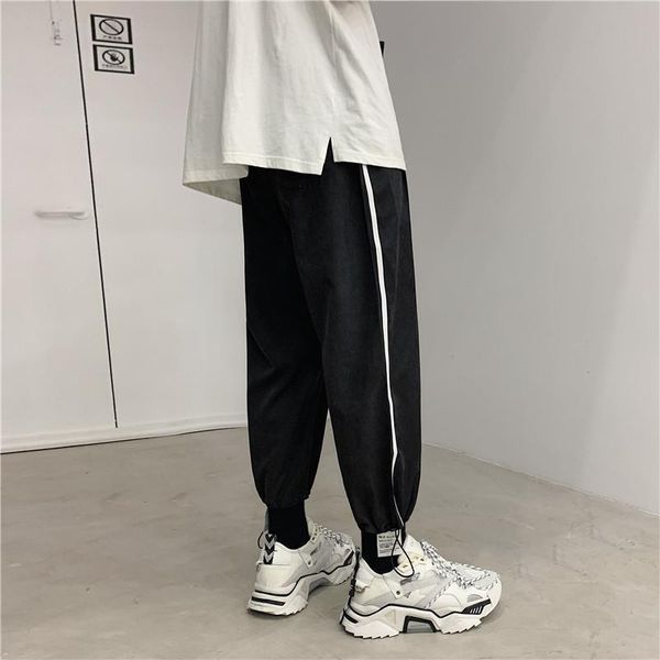 autumn new korean style men's hong kong style ins fashion stripe nine-point pin casual pants loose straight student sports, Black
autumn new korean style men's hong kong style ins fashion stripe nine-point pin casual pants loose straight student sports, Black