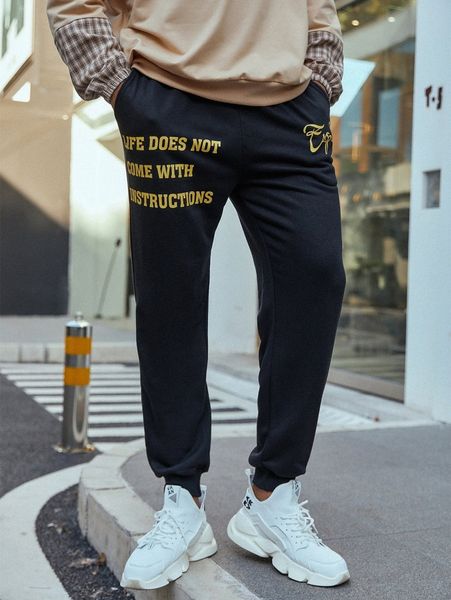 extended sizes men slogan graphic drawstring waist sweatpants t5me#, Black
extended sizes men slogan graphic drawstring waist sweatpants t5me#, Black