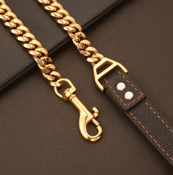 luxury 14mm gold stainless steel titanium steel cuban link chain pet dog leash dog walking training traction black genuine leather fashion d, Golden;silver
luxury 14mm gold stainless steel titanium steel cuban link chain pet dog leash dog walking training traction black genuine leather fashion d, Golden;silver