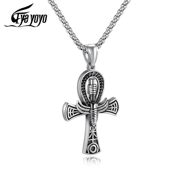 pendant necklaces eyeyoyo titanium steel punk cross necklace men's egyptian life cast immortality, Silver
pendant necklaces eyeyoyo titanium steel punk cross necklace men's egyptian life cast immortality, Silver