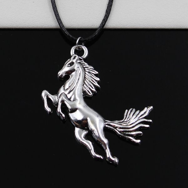 tibetan silver color pendant running horse necklace choker black leather cord factory price handmade jewelry anjy
tibetan silver color pendant running horse necklace choker black leather cord factory price handmade jewelry anjy