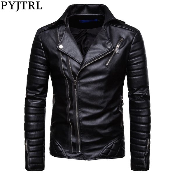 pyjtrl men's autumn winter motorcycle pu faux leather jackets fashion casual zipper decorative windproof coat bomber outwear 201120, Black 
pyjtrl men's autumn winter motorcycle pu faux leather jackets fashion casual zipper decorative windproof coat bomber outwear 201120, Black